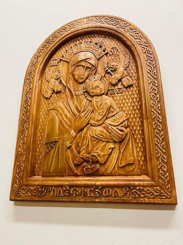 St Marry wood engraved/ ምስለ ፍቁር ወልዳ