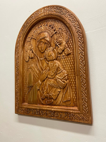 St Marry wood engraved/ ምስለ ፍቁር ወልዳ